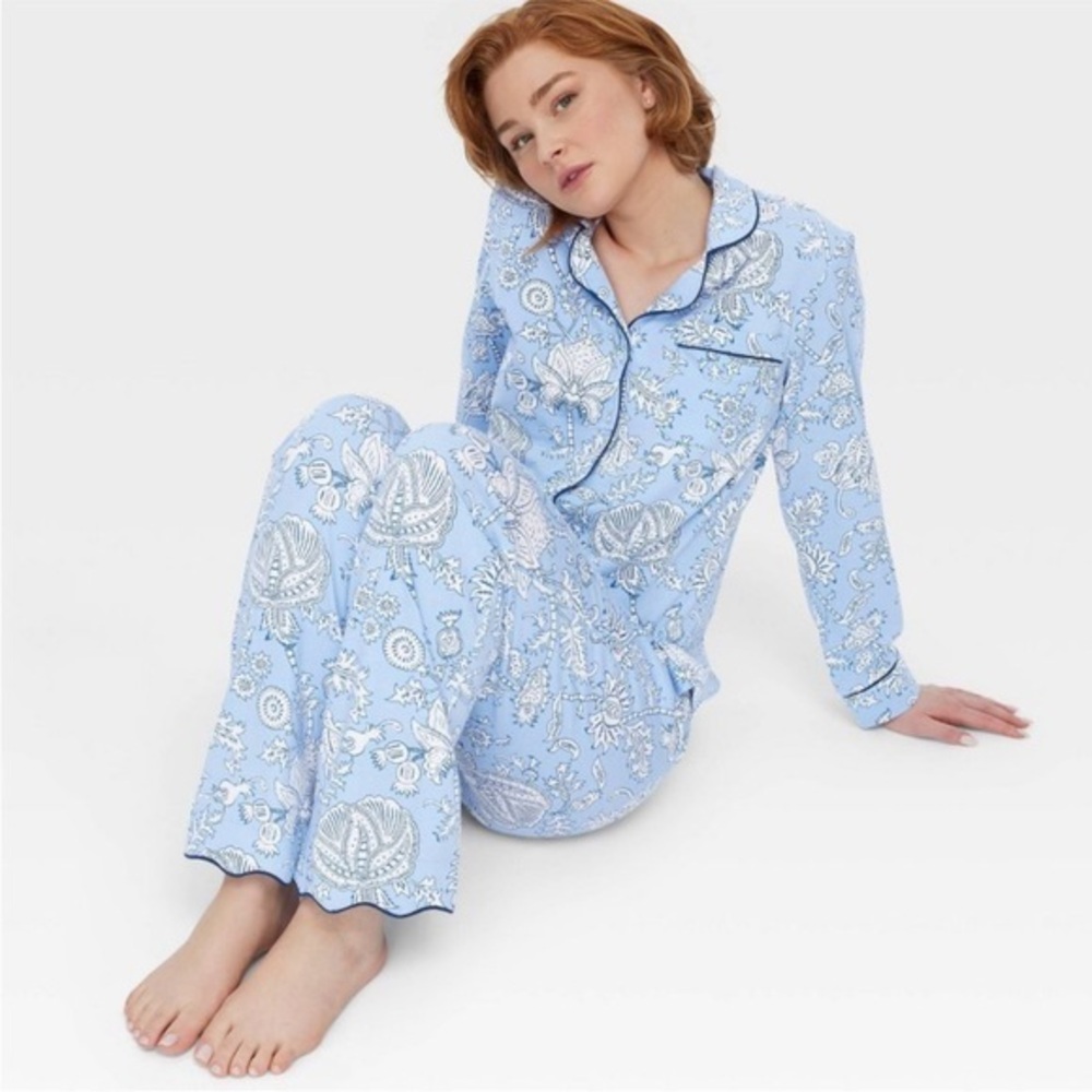 Roller Rabbit x Target Blue Amanda Pajama Set XXS Floral Cotton PJs